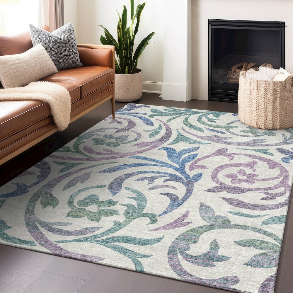 Premium Machine Washable Mayfield AMF764 White 5' x 7'6" Rug
