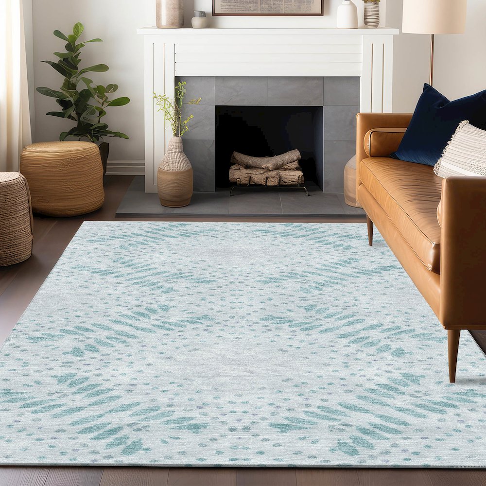 Premium Machine Washable Mayfield AMF778 Teal 5' x 7'6" Rug