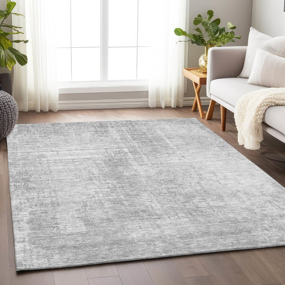 Premium Machine Washable Mayfield AMF796 Silver 5' x 7'6" Rug