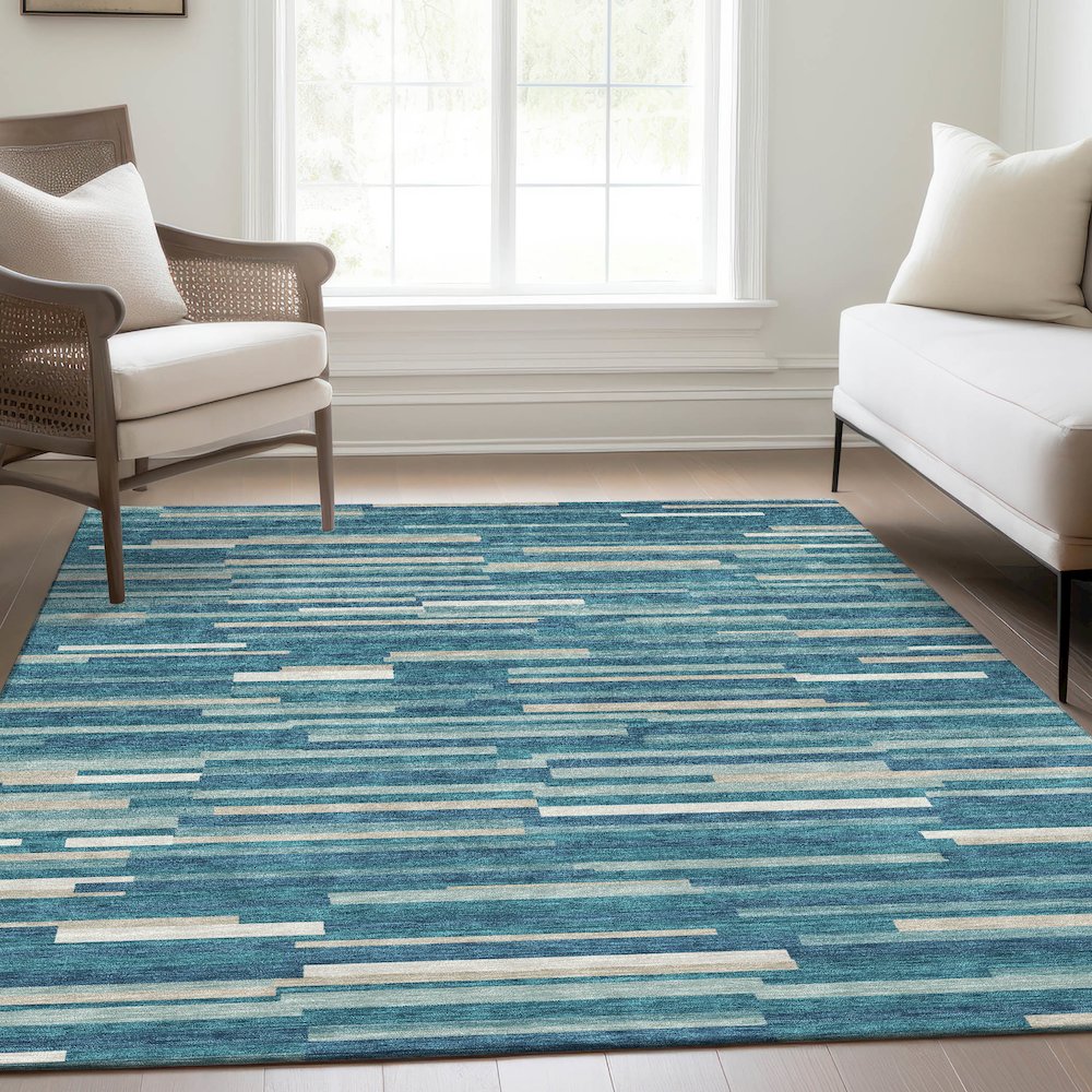 Premium Machine Washable Mayfield AMF894 Teal 5' x 7'6" Rug