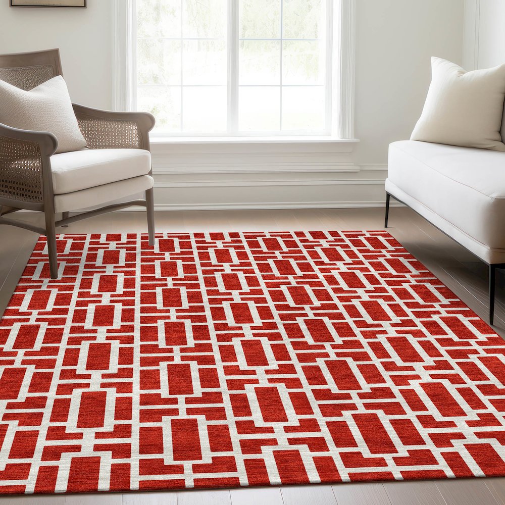 Premium Machine Washable Mayfield AMF916 Red 5' x 7'6" Rug