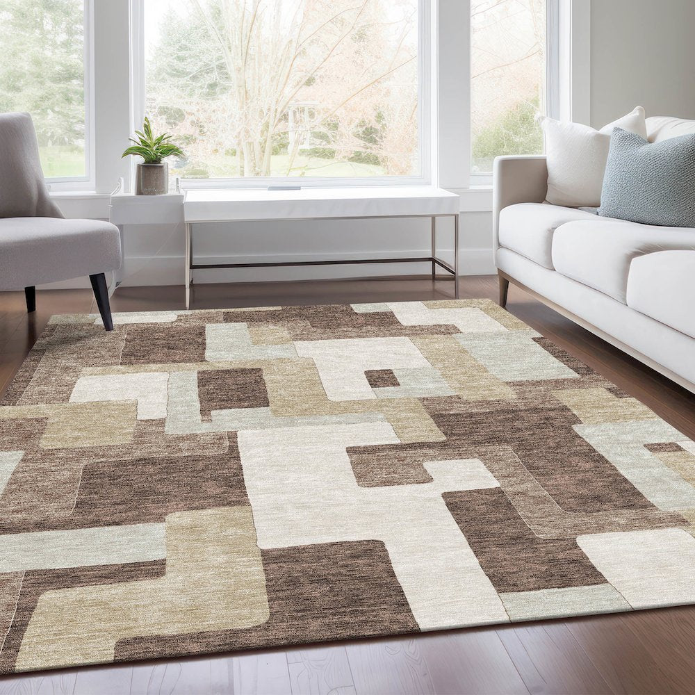 Premium Machine Washable Mayfield AMF955 Brown 5' x 7'6" Rug