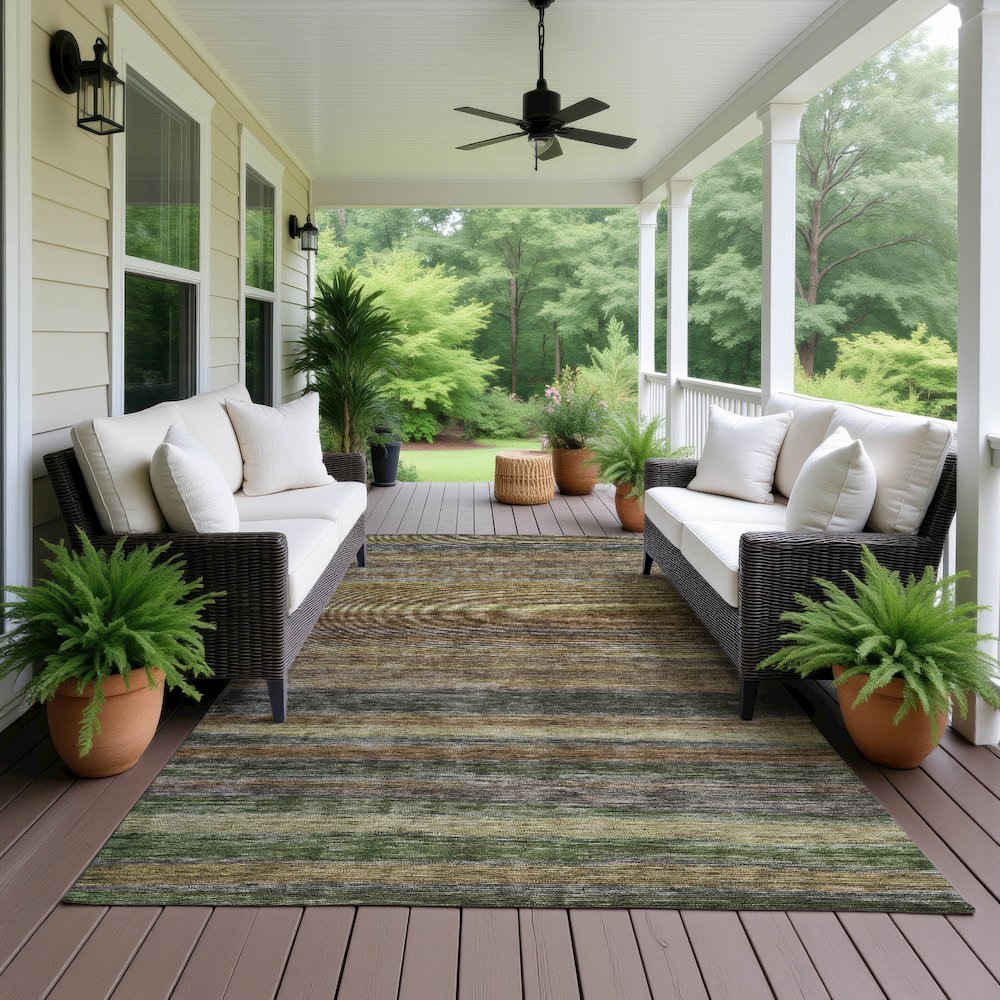 Luxury Washable Indoor/Outdoor Kochi Brown 5' x 7'6" Rug