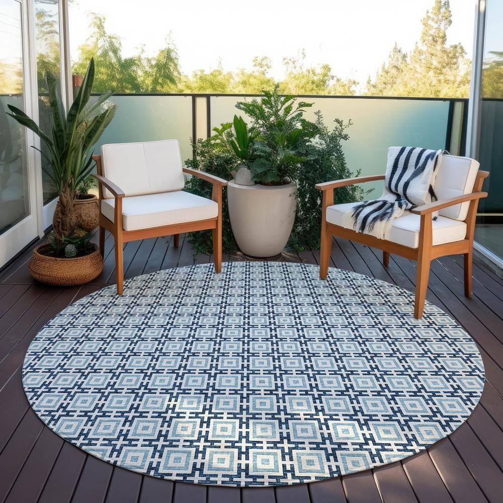 Indoor/Outdoor Marlo MO1 Navy Washable 6' x 6' Rug