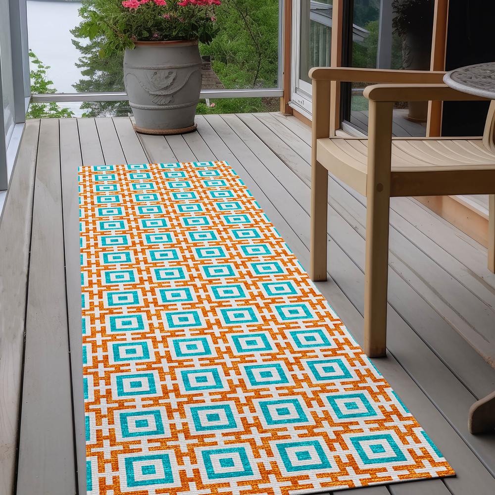 Indoor/Outdoor Marlo MO1 Orange Washable 2'3" x 7'6" Rug