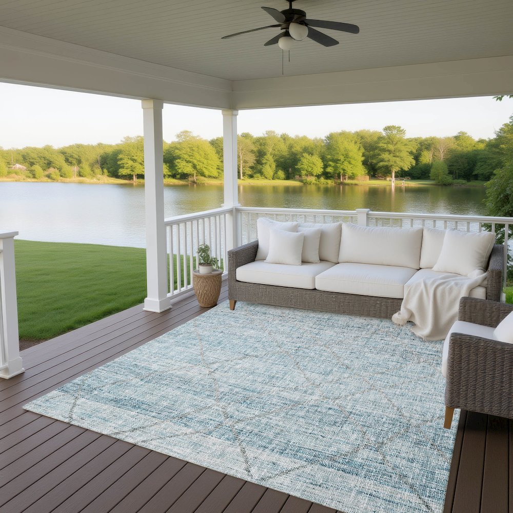 Luxury Washable Indoor/Outdoor Portico Teal 5' x 7'6" Rug
