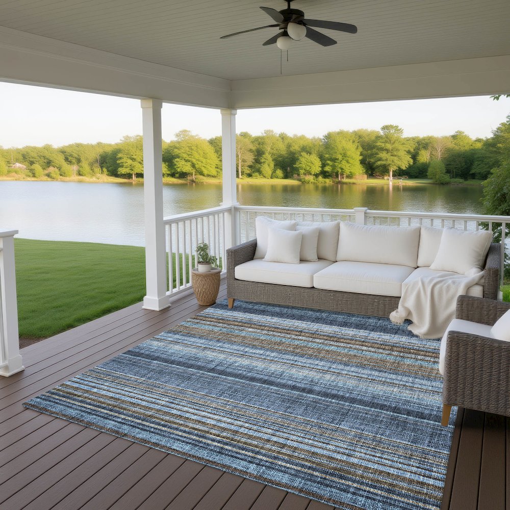 Luxury Washable Indoor/Outdoor Portico Navy 5' x 7'6" Rug
