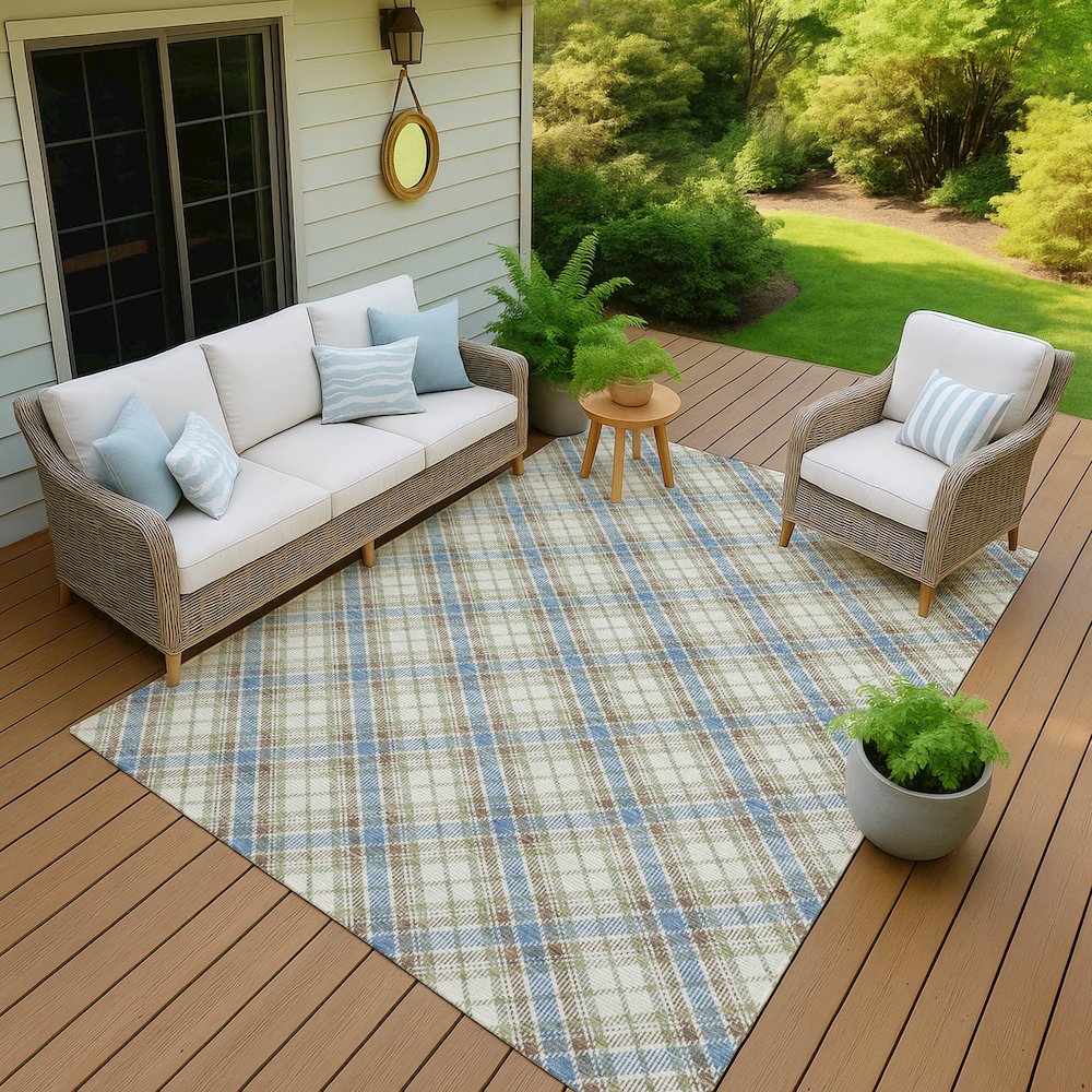 Luxury Washable Indoor/Outdoor Soft Essentials SE3 Blue 3' x 5' Rug