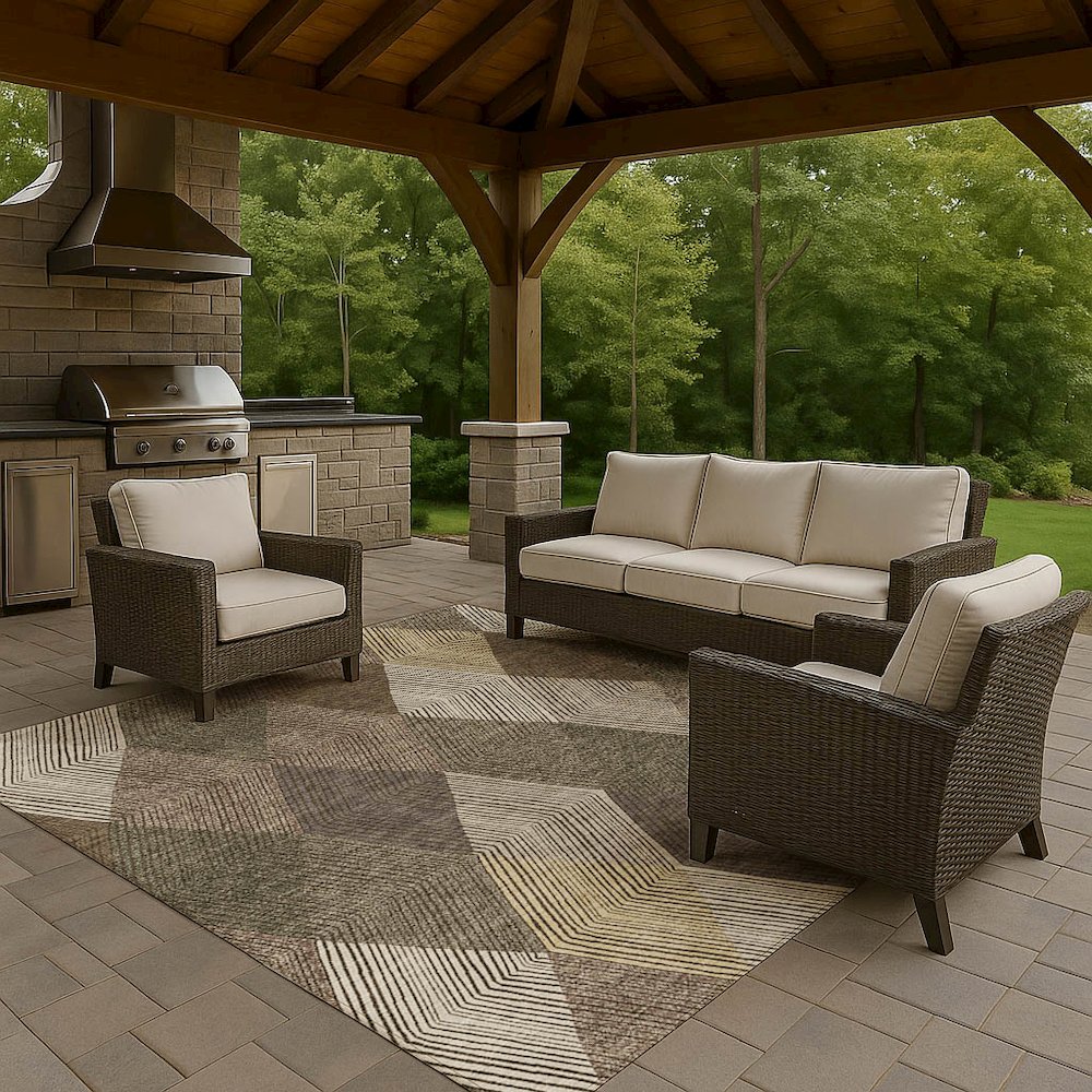 Luxury Washable Indoor/Outdoor The Reserve Brown 5' x 7'6" Rug