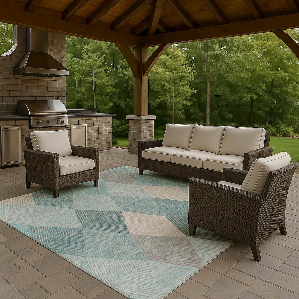 Luxury Washable Indoor/Outdoor The Reserve Turquoise 5' x 7'6" Rug