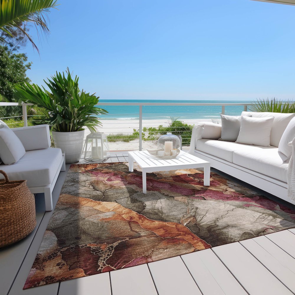 Machine Washable Indoor/Outdoor Chantille Khaki 8' x 10' Rug
