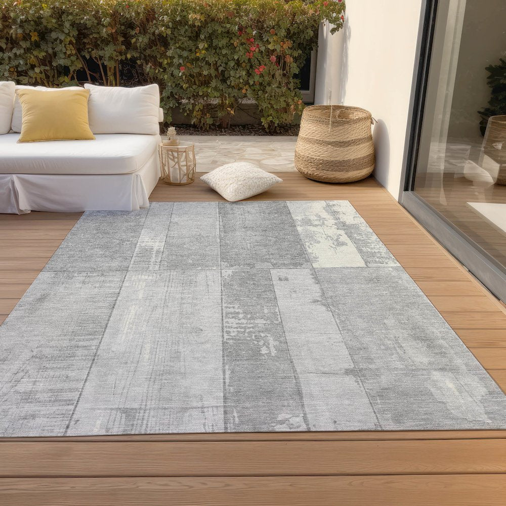 Machine Washable Indoor/Outdoor Chantille Gray 8' x 10' Rug
