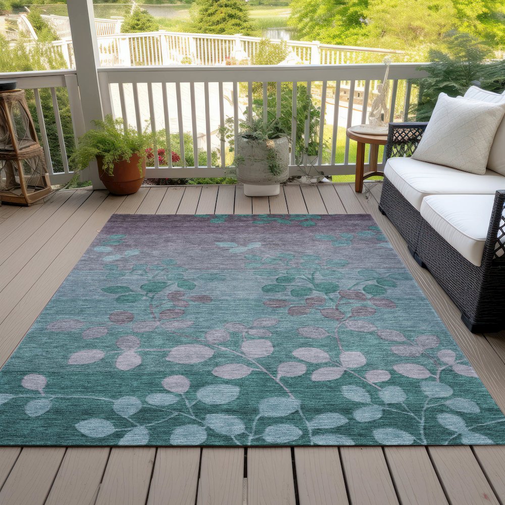 Machine Washable Indoor/Outdoor Chantille Teal 8' x 10' Rug