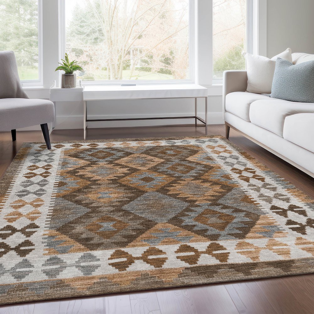 Machine Washable Indoor/Outdoor Chantille Copper 8' x 10' Rug