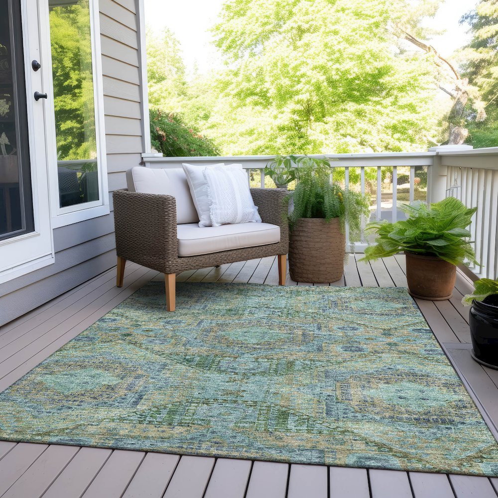 Machine Washable Indoor/Outdoor Chantille Green 8' x 10' Rug
