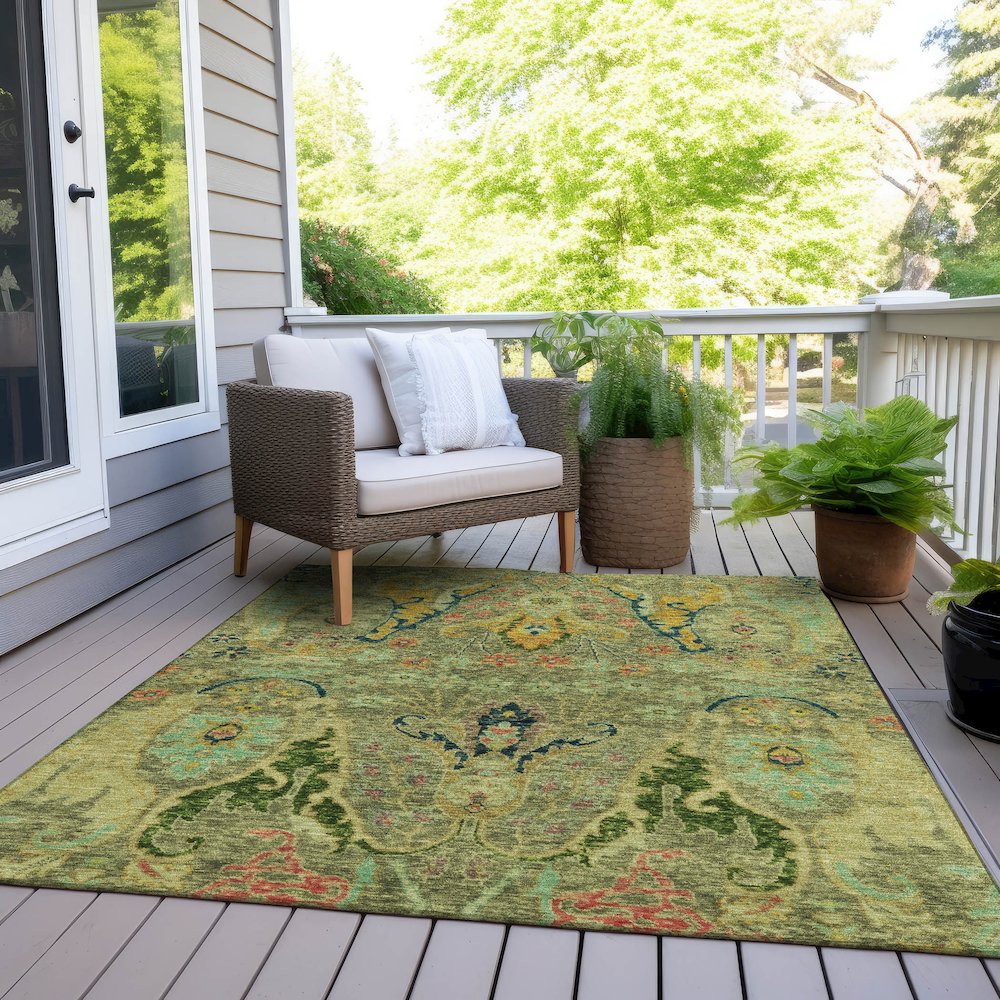Machine Washable Indoor/Outdoor Chantille Green 8' x 10' Rug