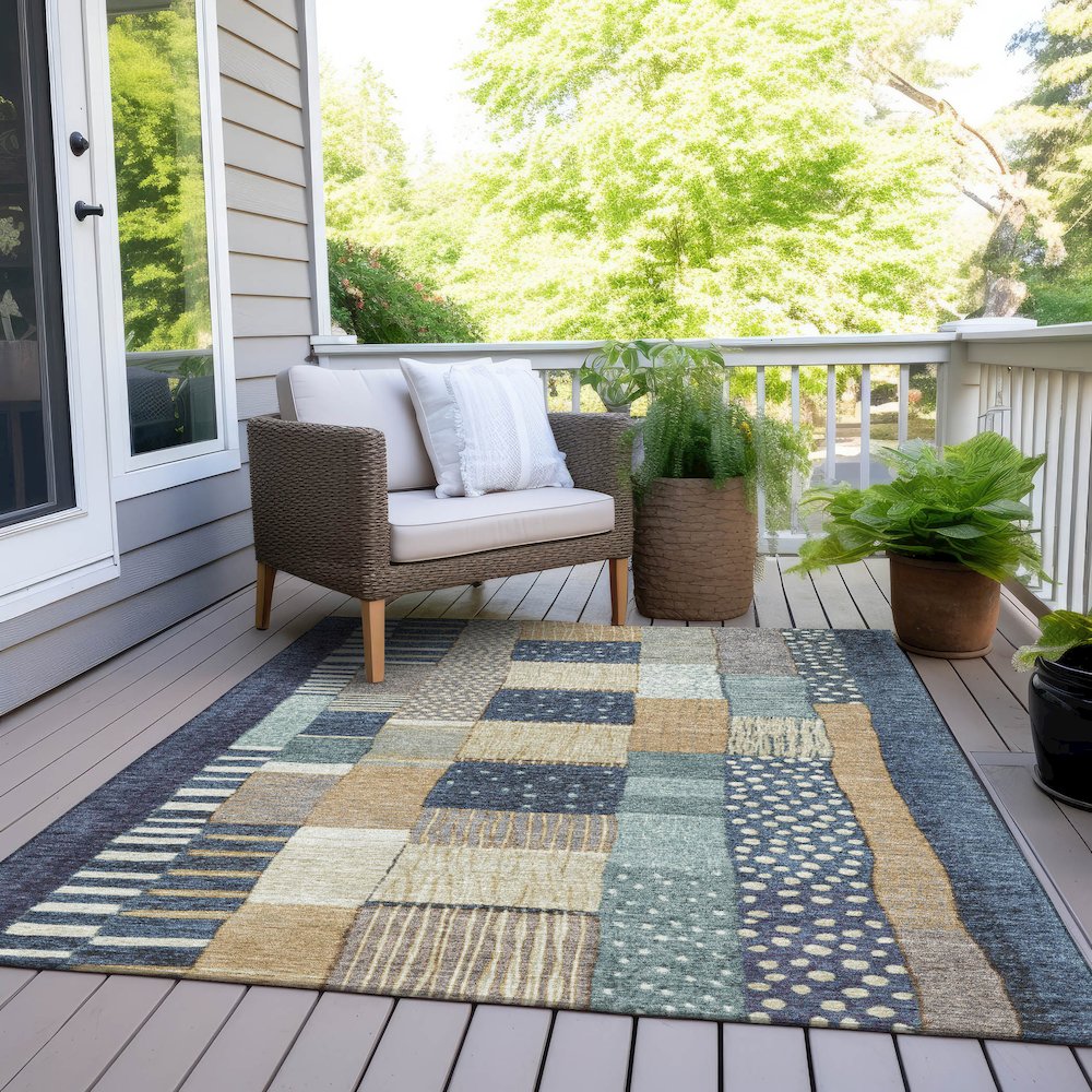 Machine Washable Indoor/Outdoor Chantille Navy 8' x 10' Rug