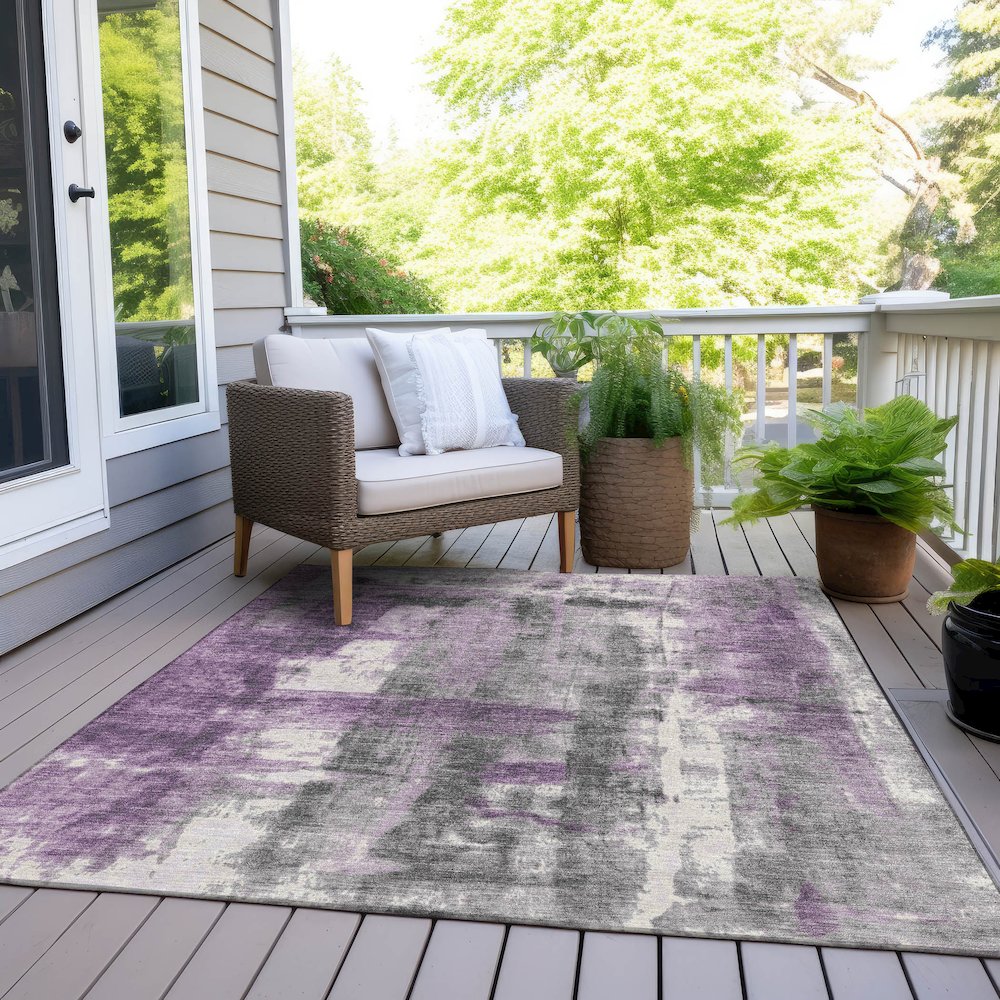 Machine Washable Indoor/Outdoor Chantille Purple 8' x 10' Rug