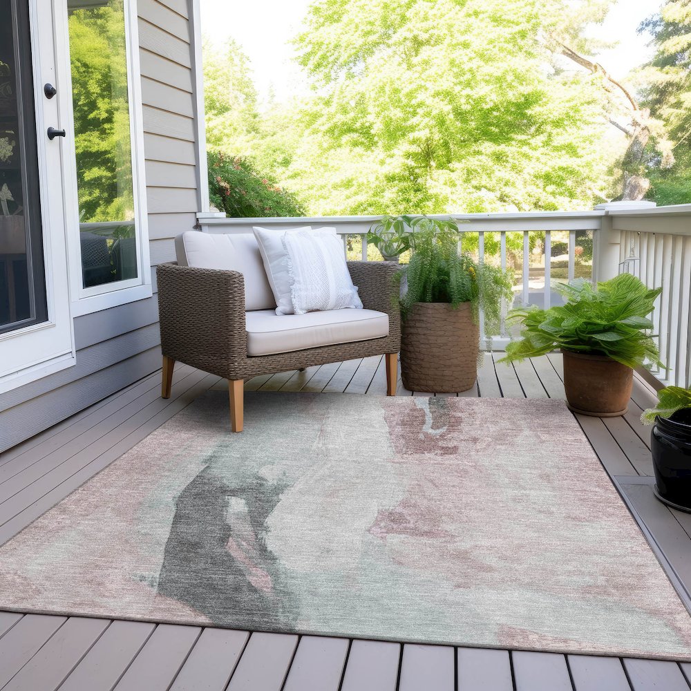 Machine Washable Indoor/Outdoor Chantille Blush 8' x 10' Rug