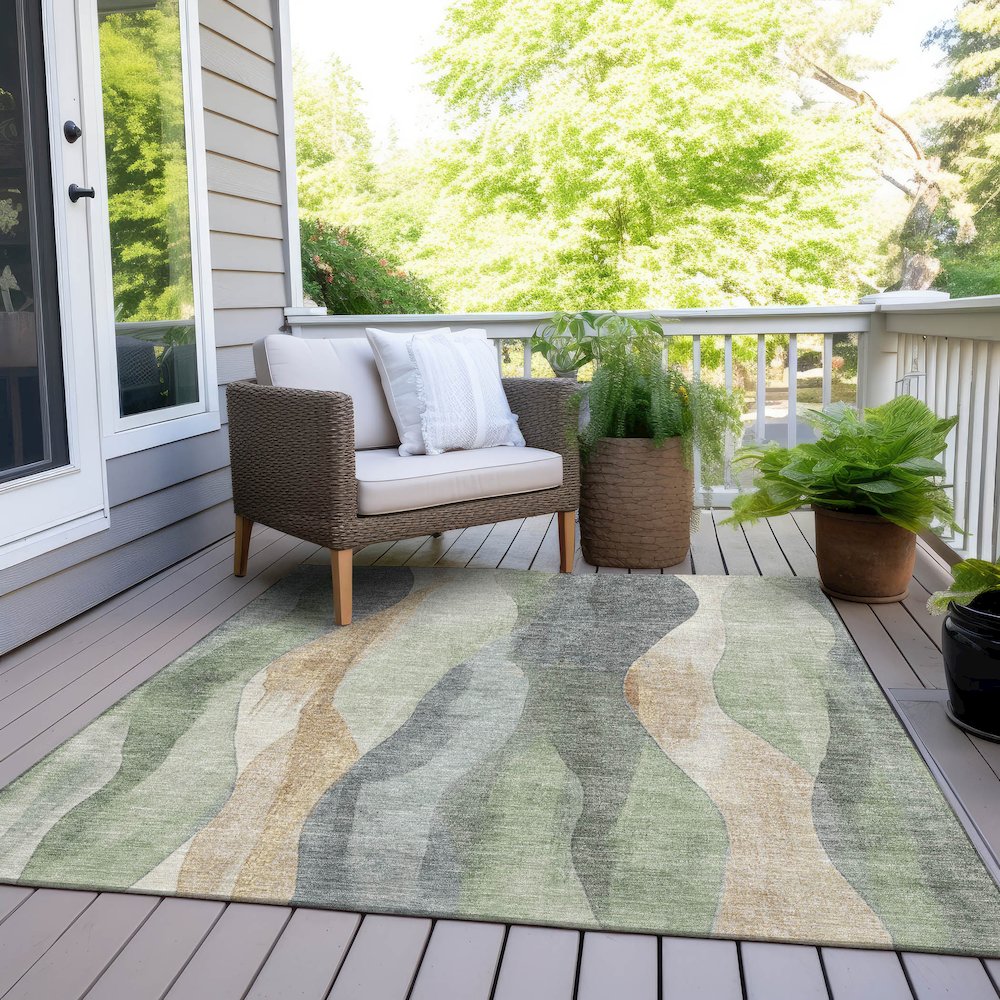 Machine Washable Indoor/Outdoor Chantille Aloe 8' x 10' Rug