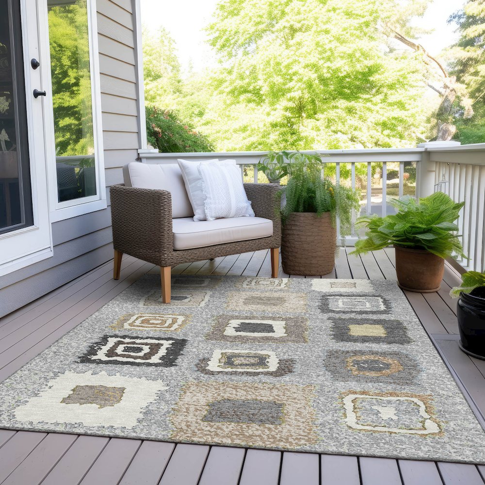 Machine Washable Indoor/Outdoor Chantille Gray 8' x 10' Rug