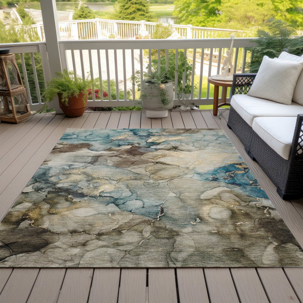 Machine Washable Indoor/Outdoor Chantille ACN2018 Brown 8' x 10' Rug