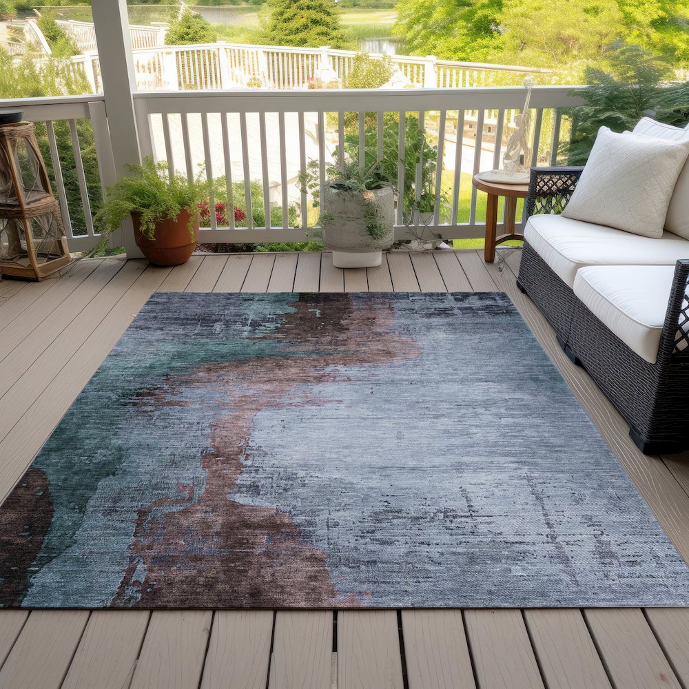 Machine Washable Indoor/Outdoor Chantille ACN2041 Blue 8' x 10' Rug
