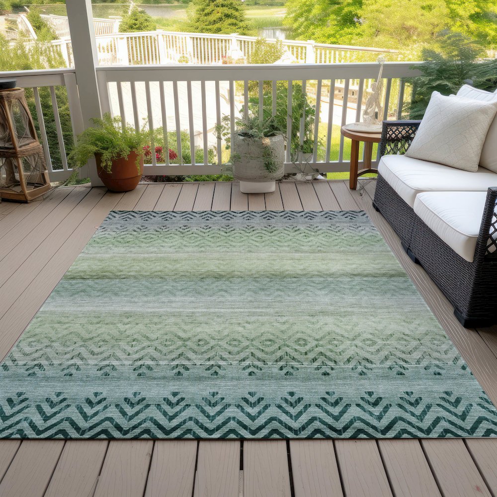 Machine Washable Indoor/Outdoor Chantille ACN2042 Teal 8' x 10' Rug