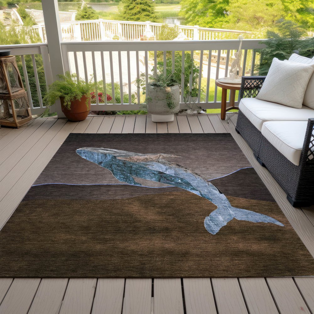 Machine Washable Indoor/Outdoor Chantille ACN2078 Brown 8' x 10' Rug