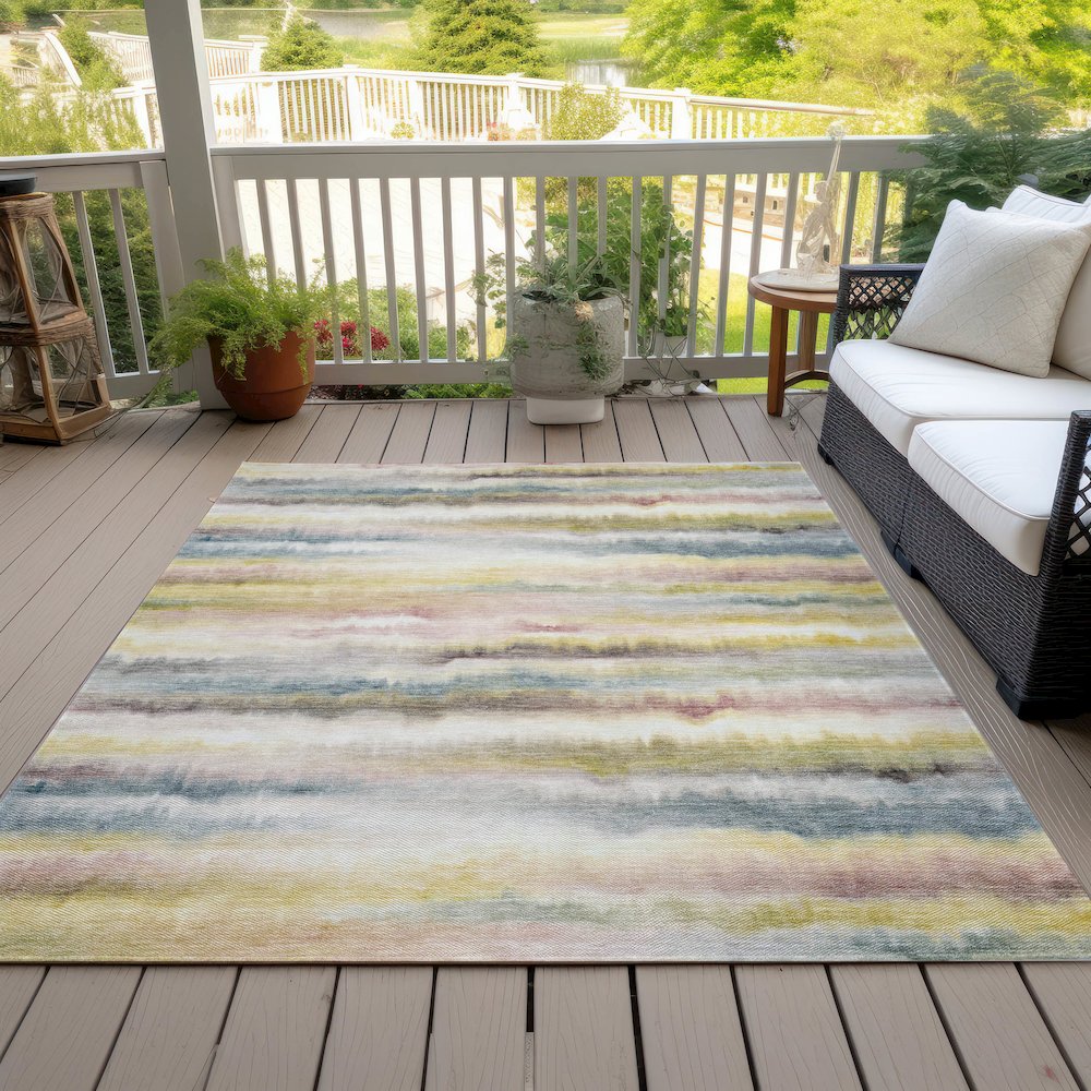 Machine Washable Indoor/Outdoor Chantille ACN2098 Gold 8' x 10' Rug