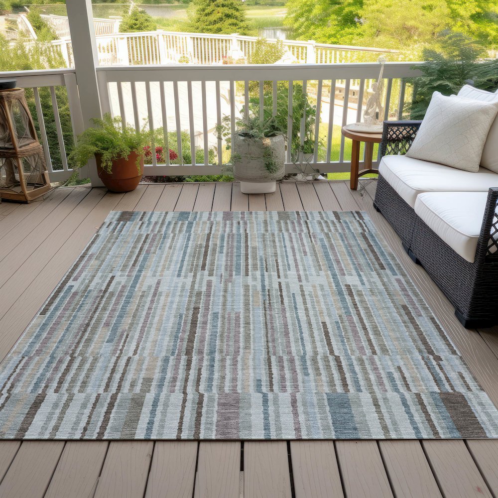 Machine Washable Indoor/Outdoor Chantille ACN2102 Teal 8' x 10' Rug