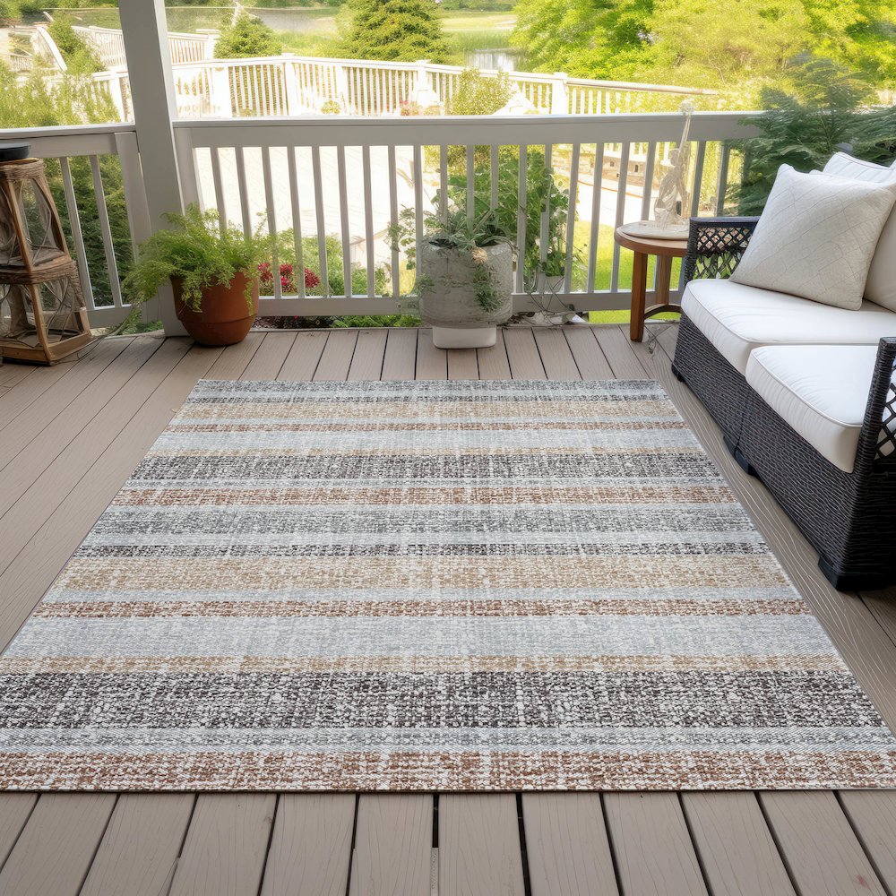 Machine Washable Indoor/Outdoor Chantille ACN2122 Gray 8' x 10' Rug