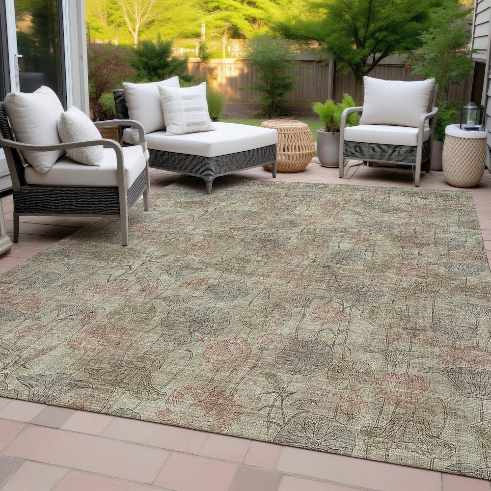 Machine Washable Indoor/Outdoor Chantille ACN2128 Brown 8' x 10' Rug
