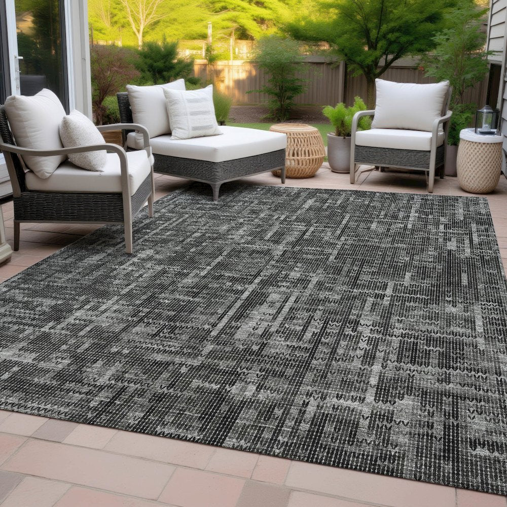 Machine Washable Indoor/Outdoor Chantille ACN2130 Charcoal 8' x 10' Rug