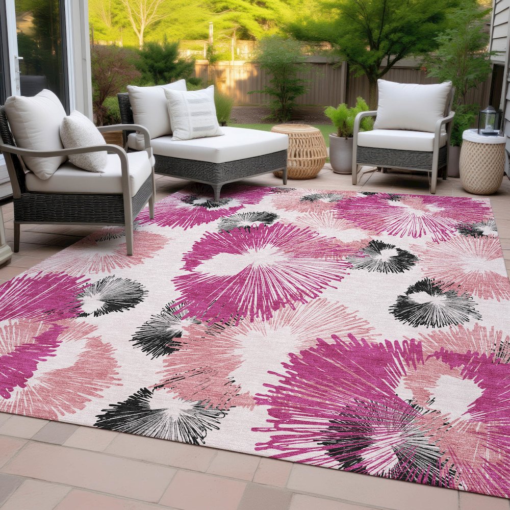 Machine Washable Indoor/Outdoor Chantille ACN2132 Pink 8' x 10' Rug
