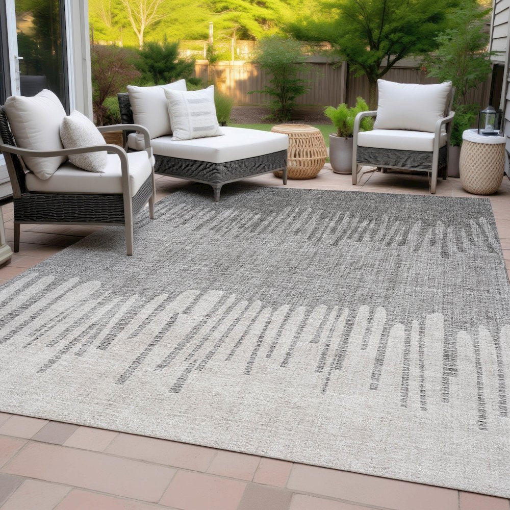 Machine Washable Indoor/Outdoor Chantille ACN2135 Gray 8' x 10' Rug
