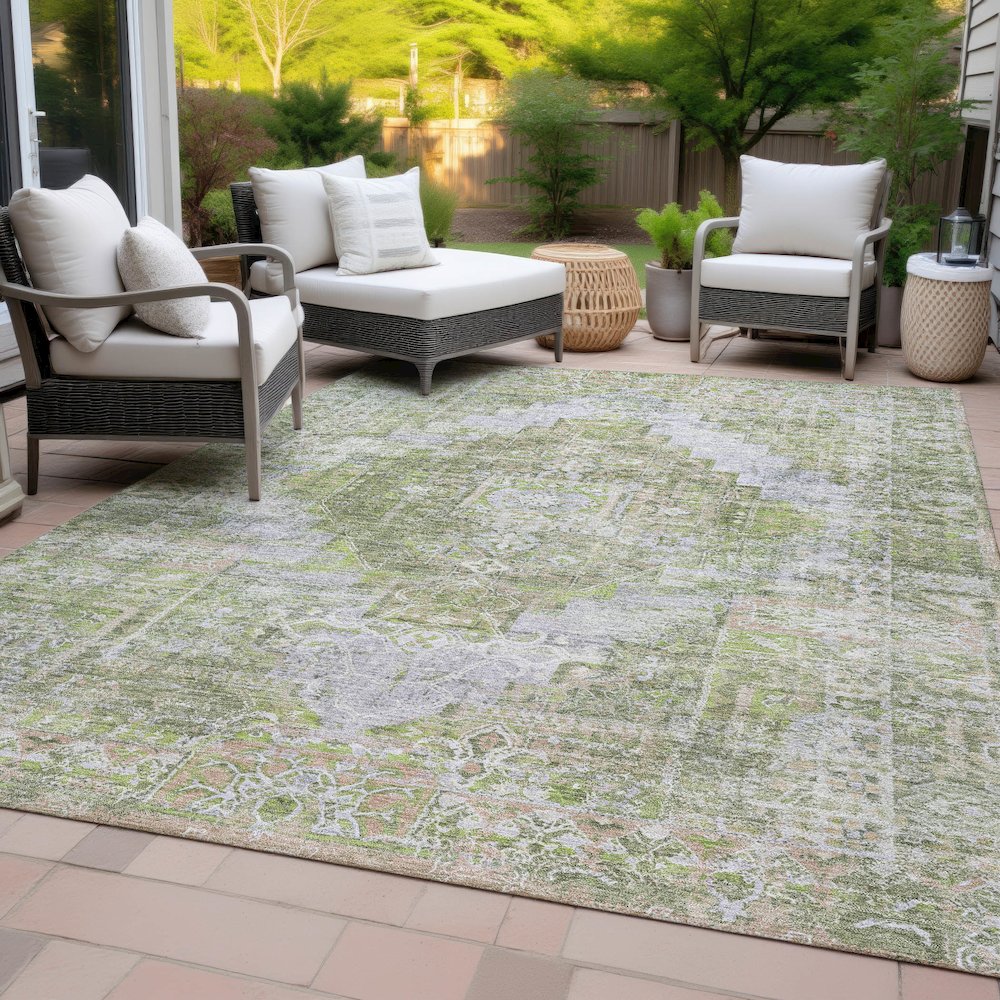 Machine Washable Indoor/Outdoor Chantille ACN2140 Aloe 8' x 10' Rug