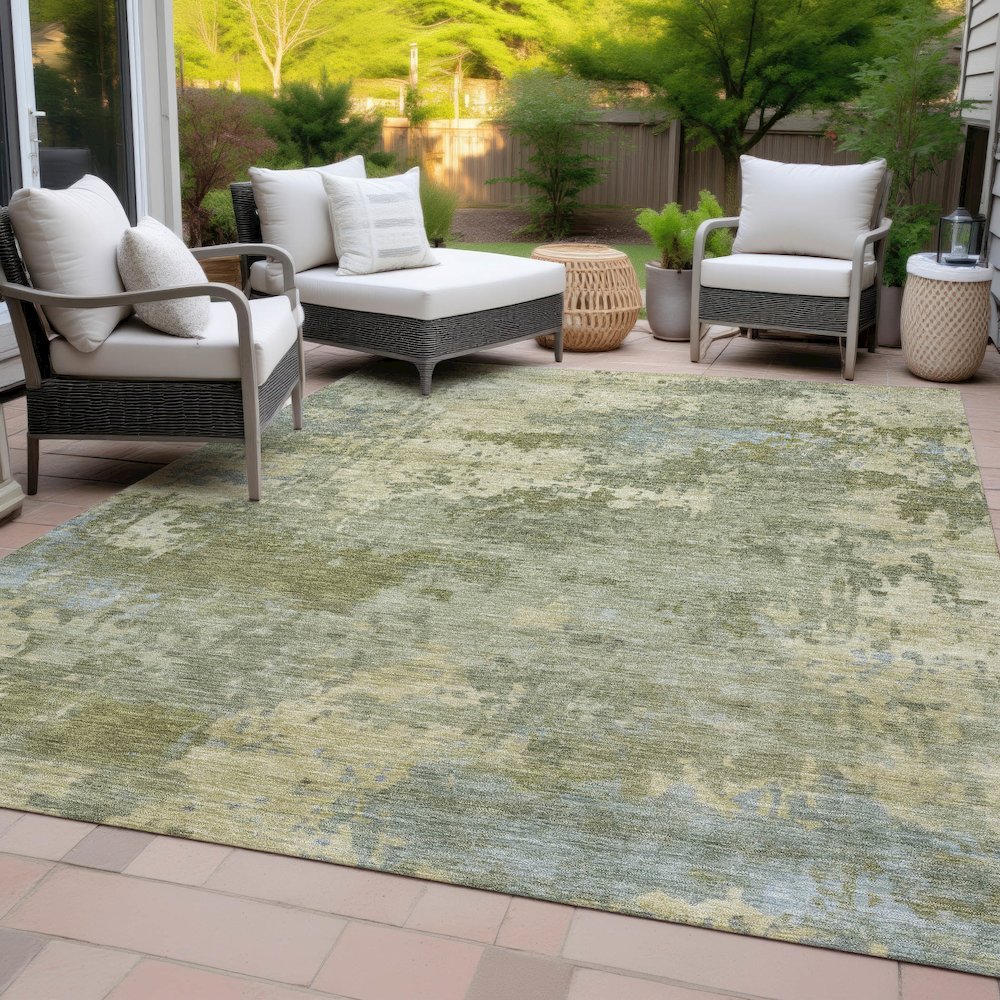Machine Washable Indoor/Outdoor Chantille ACN2143 Green 8' x 10' Rug