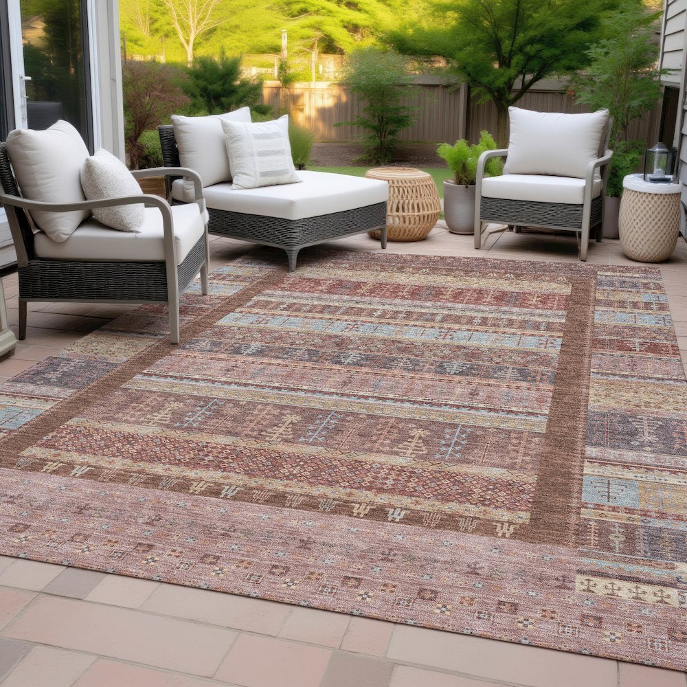 Machine Washable Indoor/Outdoor Chantille ACN2160 Paprika 8' x 10' Rug