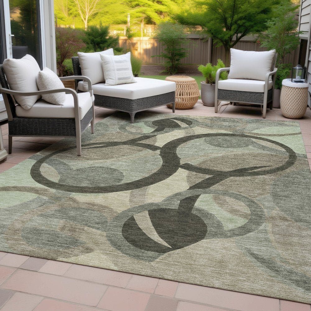Machine Washable Indoor/Outdoor Chantille ACN2168 Brown 8' x 10' Rug