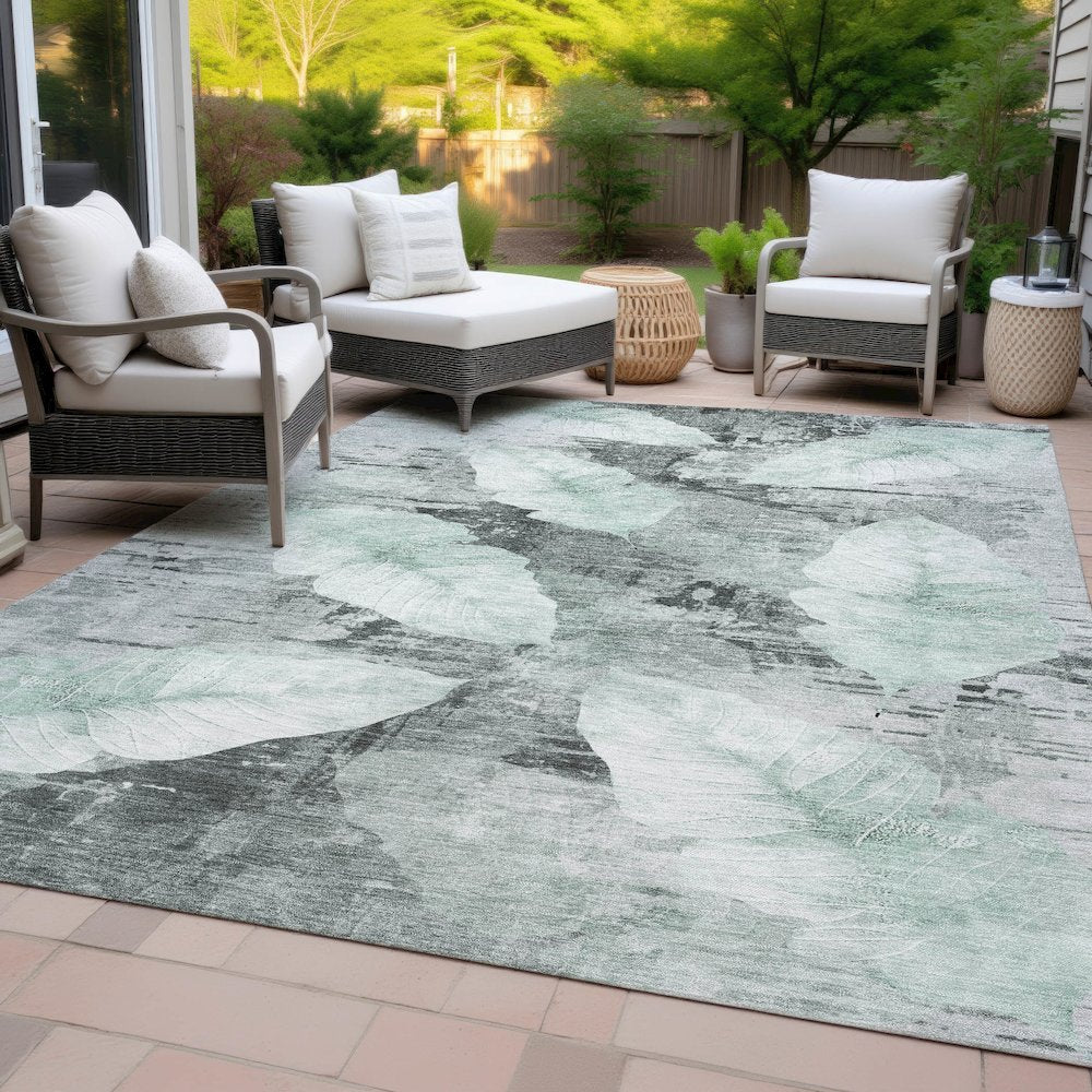 Machine Washable Indoor/Outdoor Chantille ACN2172 Teal 8' x 10' Rug