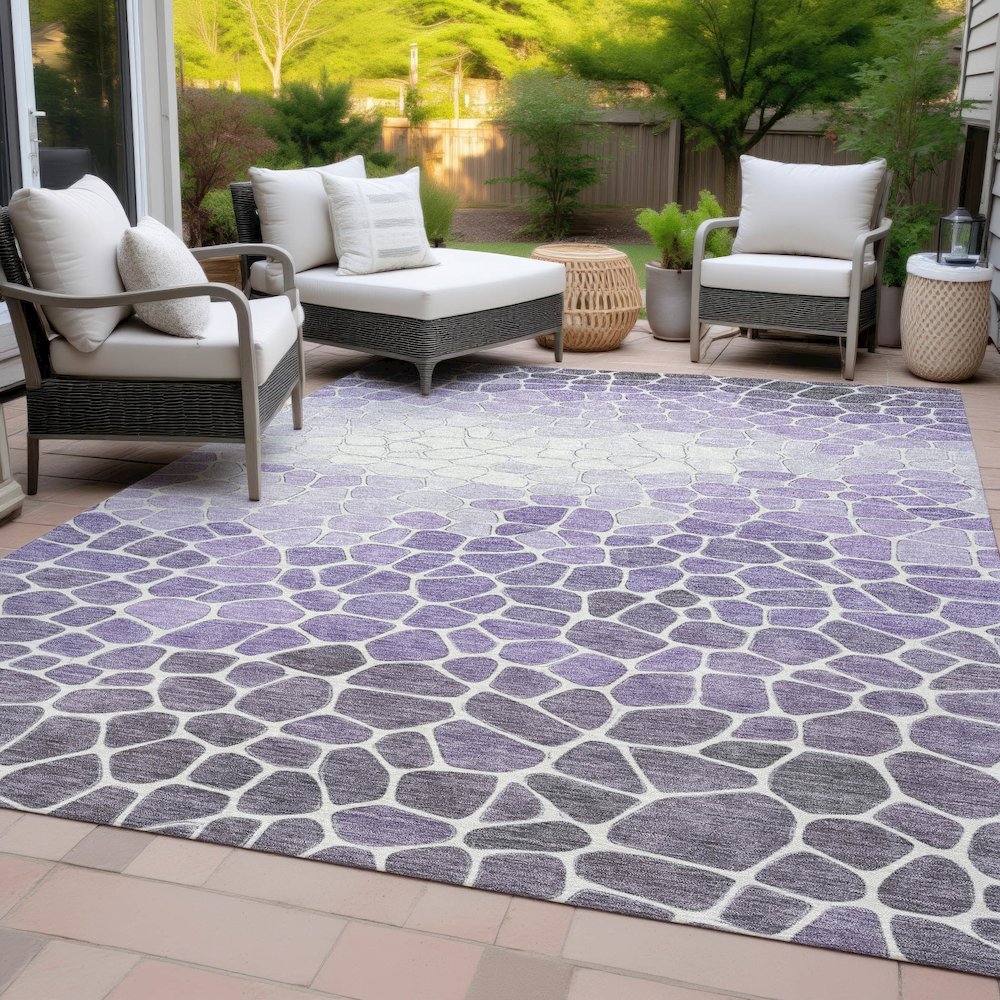 Machine Washable Indoor/Outdoor Chantille ACN2190 Purple 8' x 10' Rug