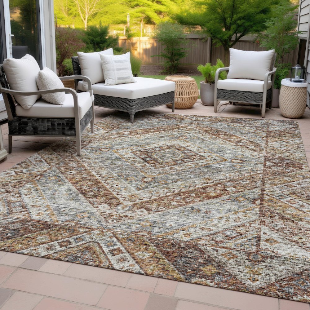 Machine Washable Indoor/Outdoor Chantille ACN2195 Paprika 8' x 10' Rug