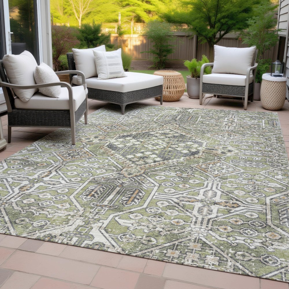 Machine Washable Indoor/Outdoor Chantille ACN2197 Aloe 8' x 10' Rug
