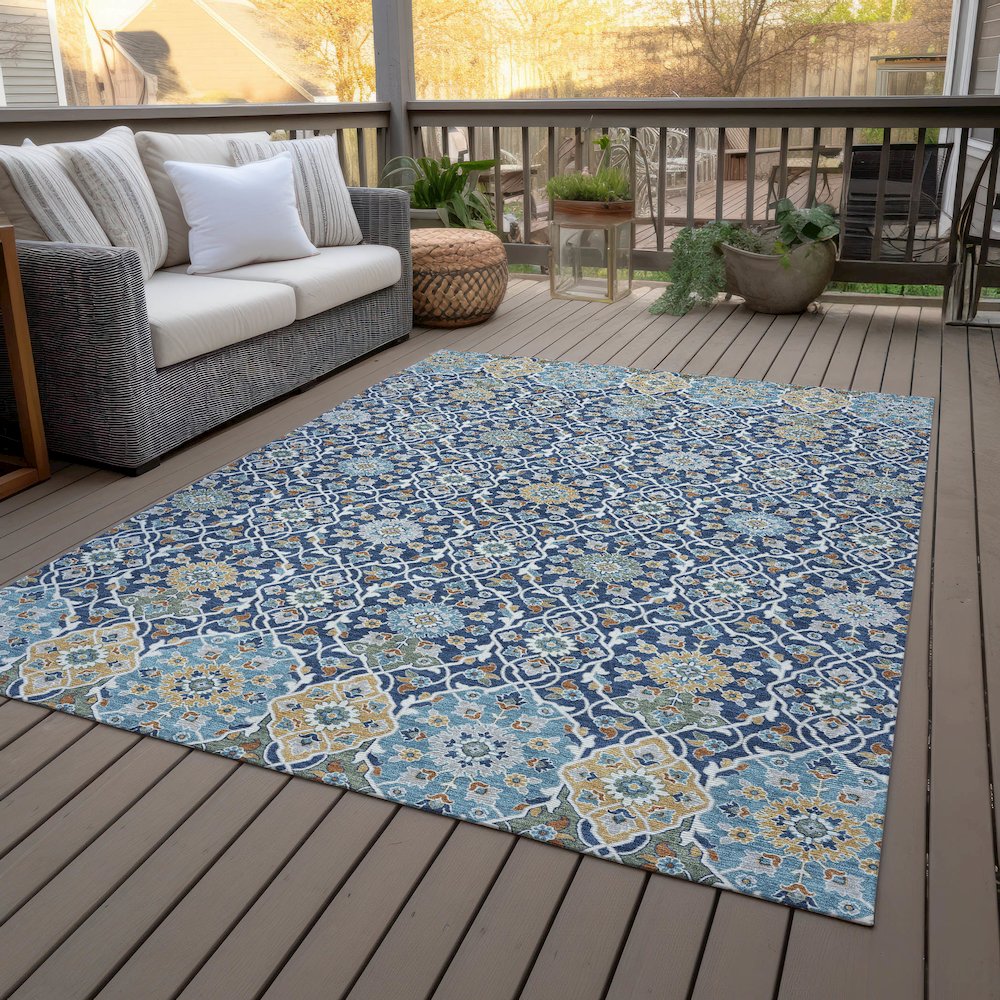 Machine Washable Indoor/Outdoor Chantille ACN2199 Navy 8' x 10' Rug