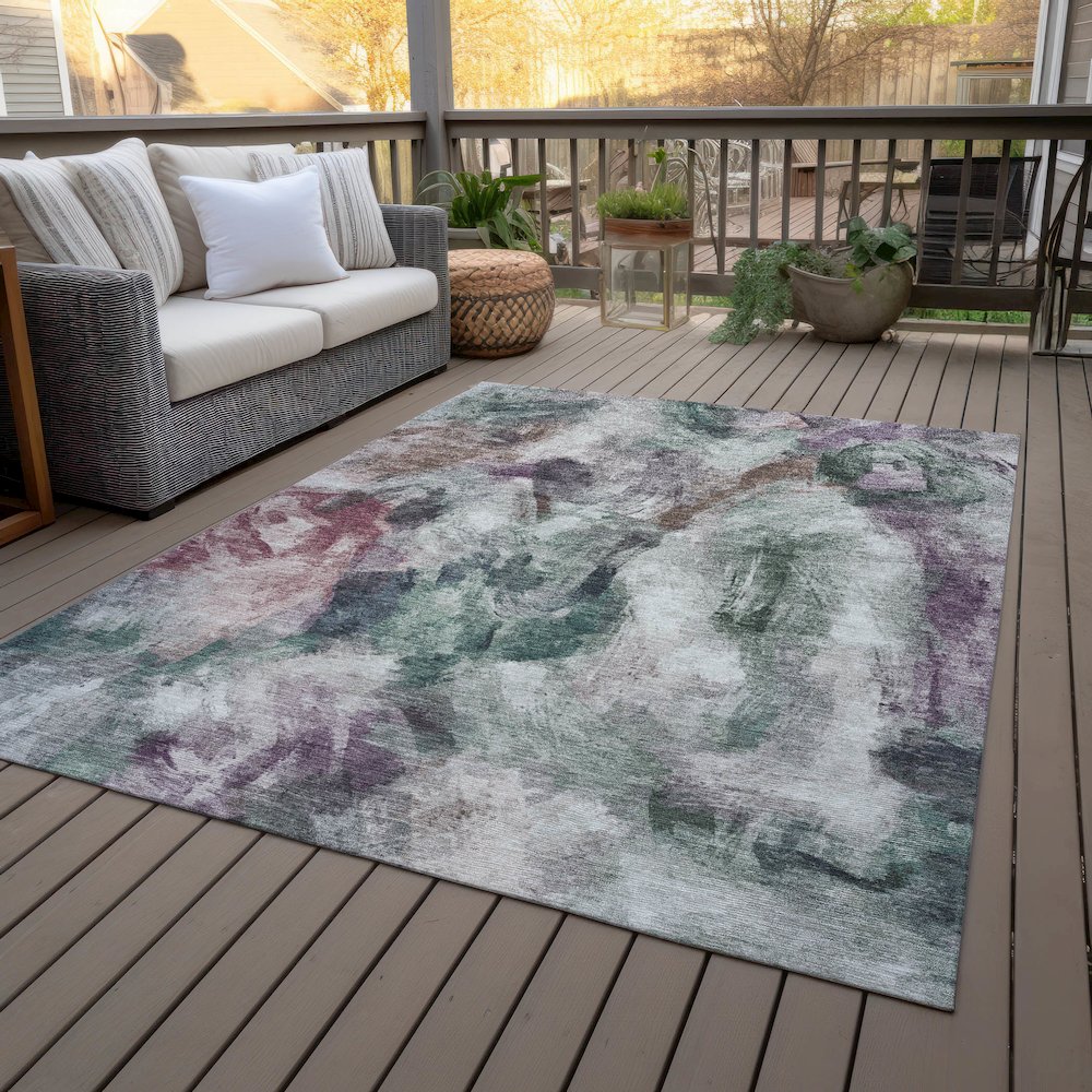 Machine Washable Indoor/Outdoor Chantille ACN2204 Green 8' x 10' Rug
