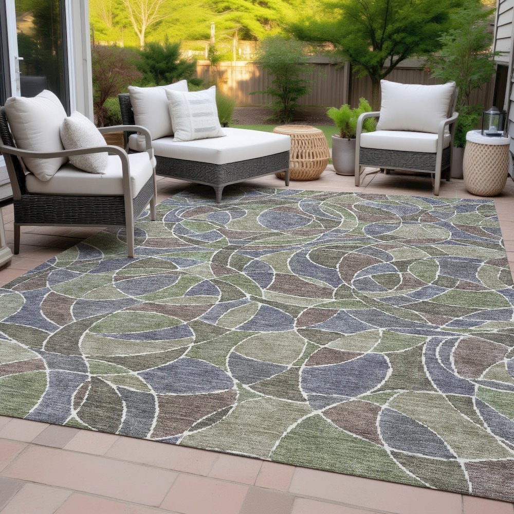 Machine Washable Indoor/Outdoor Chantille ACN2208 Green 8' x 10' Rug