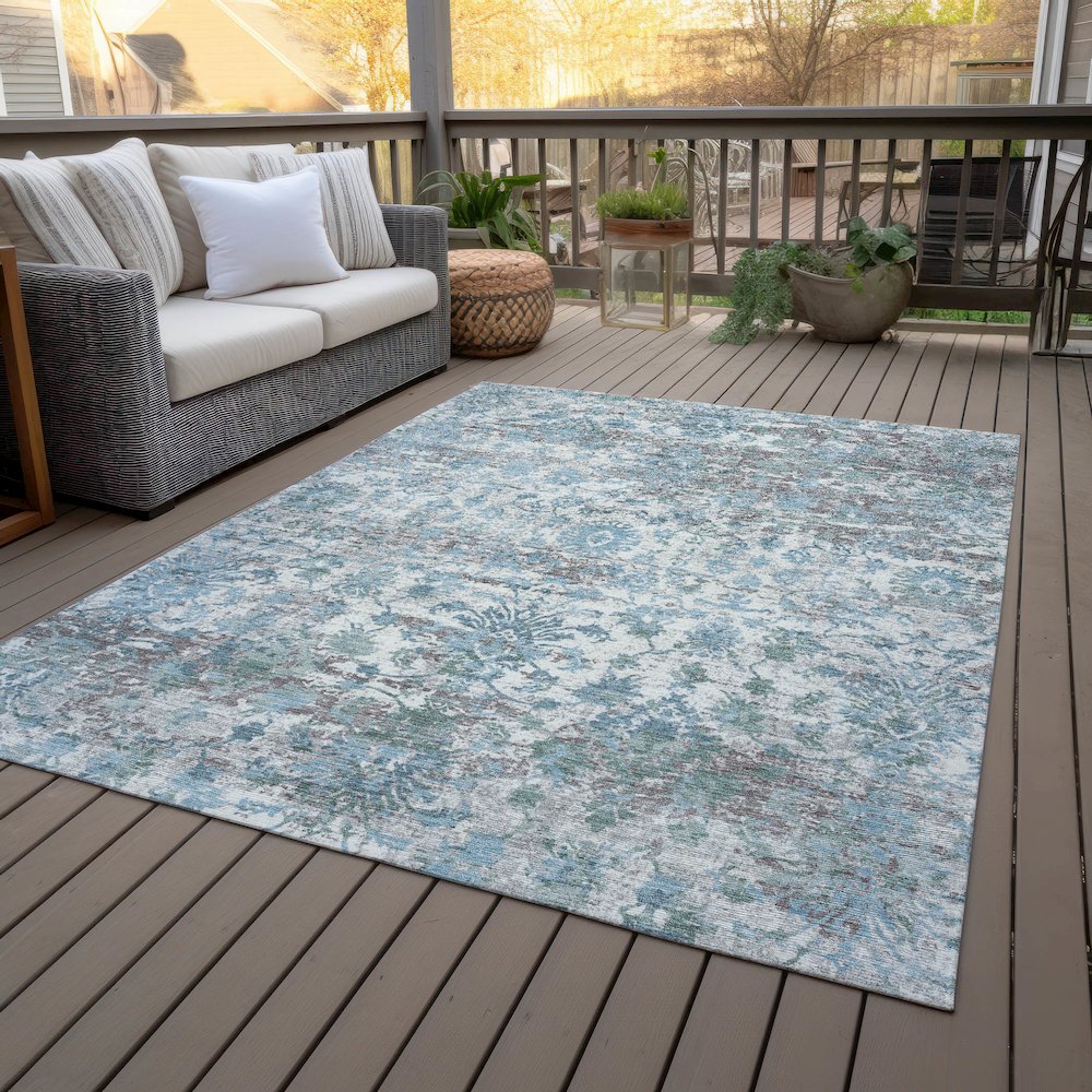 Machine Washable Indoor/Outdoor Chantille ACN2211 Denim 8' x 10' Rug