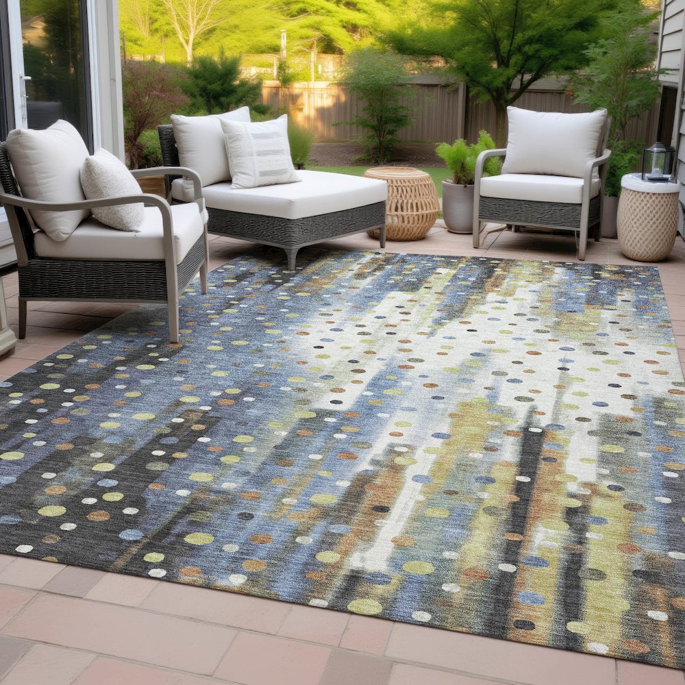 Machine Washable Indoor/Outdoor Chantille ACN2213 Denim 8' x 10' Rug