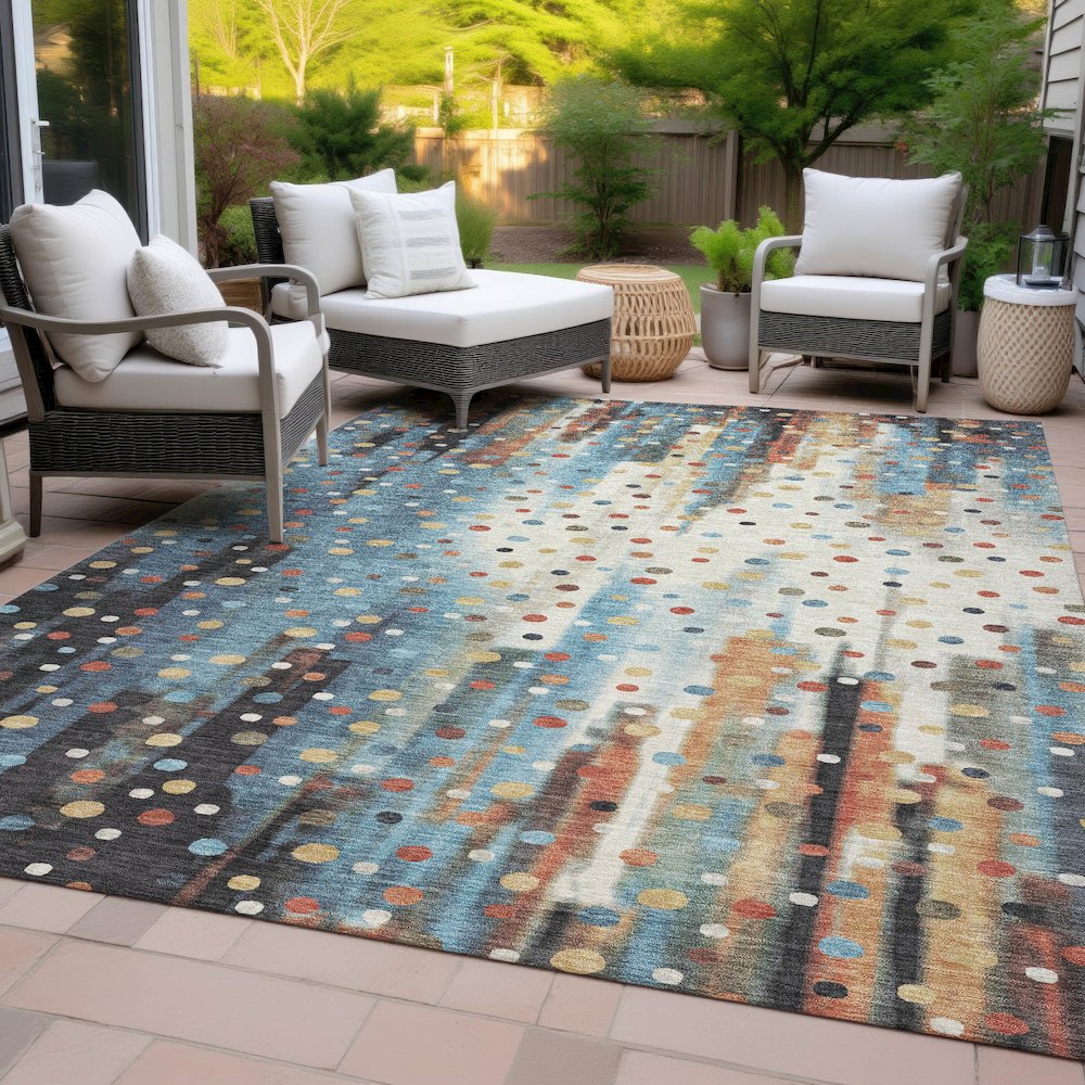 Machine Washable Indoor/Outdoor Chantille ACN2213 Teal 8' x 10' Rug